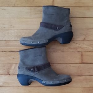 Merrell DRIZZLE Taupe Leather Side Zip Ankle Boots